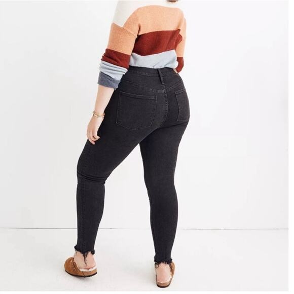 NWT Madewell jeans 9" mid rise skinny black 37 button fly grunge goth emo crop - Picture 2 of 16